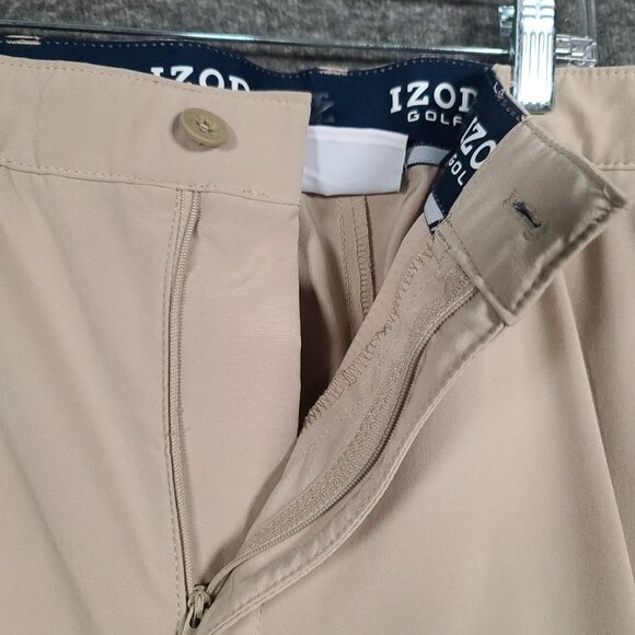 Izod Golf Men's 40x30 Beige Flat Front Stretch Performance Golf Pants - Picture 7 of 16